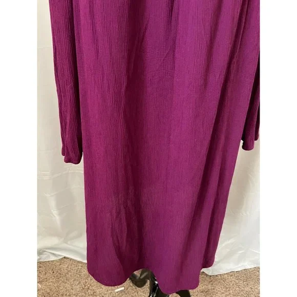 Time & Tru Plum Purple Cold-Shoulder Keyhole Embroider Trim Textured Midi Dress - Picture 9 of 12
